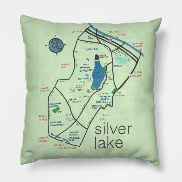 Silver Lake Pillow by PendersleighAndSonsCartography