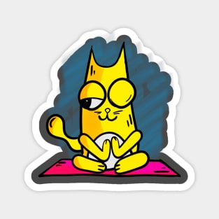 Yoga cat funny cartoon doodle Magnet