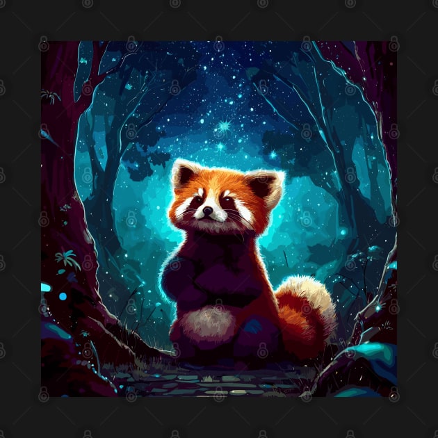 Red panda in magical forest by TomFrontierArt