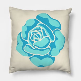 BIG ROSE Bright Turquoise Blue Flower - UnBlink Studio by Jackie Tahara Pillow