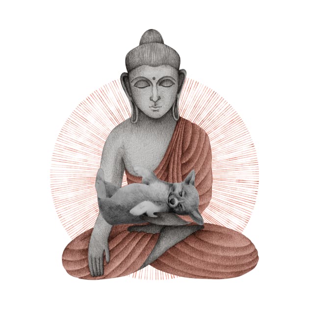 red Buddha with puppy by KindSpirits