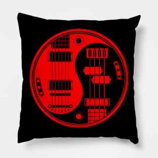 Black and Red Guitar Bass Yin Yang Pillow