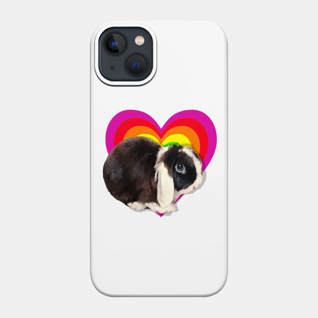 Gorgeous, cheeky mini lop painting on a digital heart - Rabbit - Phone Case