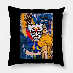 Urban-Chic Digital Collectible - Character with MaleMask, ChineseEye Color, and DarkSkin on TeePublic Pillow