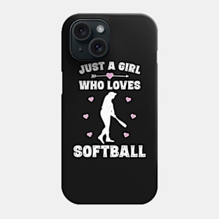 Girl Who Loves Softball Baseball Player Phone Case