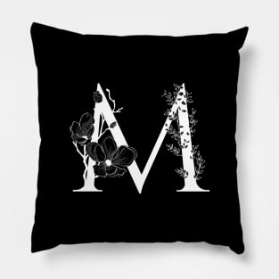 Letter M Monogram - Floral Initial Pillow