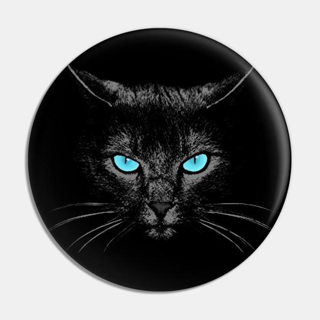 Black Cat Face Evil Blue Eyes Evil Cat Pin Teepublic