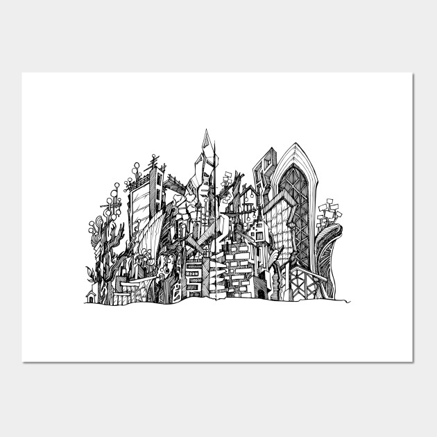 Abstract Cityscape Doodle Art Cityscape Posters And Art Prints