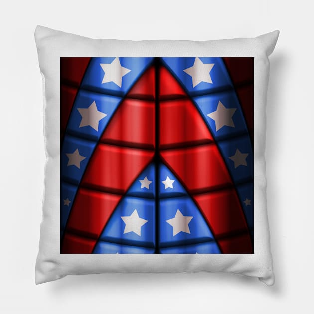 Superheroes - Red, Blue, White Stars Pillow by BonniePhantasm