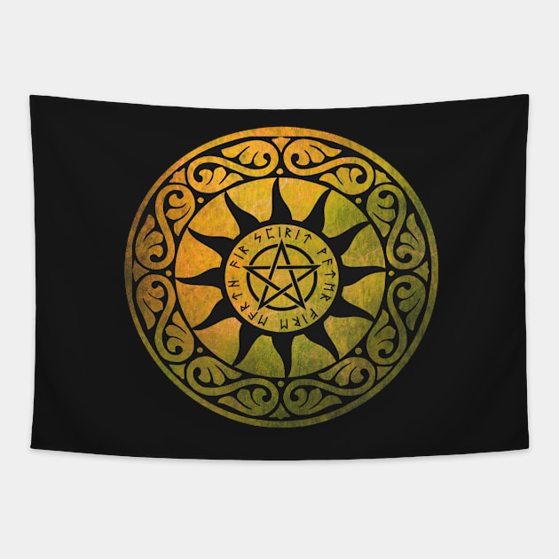 Five Elements Magical Pentacle - Orange Version Tapestry by sarahwainwright