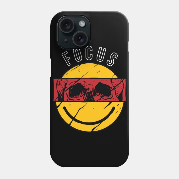 FOCUS smiley rad retro design with skull cut Phone Case by A Comic Wizard