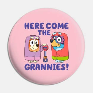 Here come the grannies, Jannet and Rita Bluey Pin