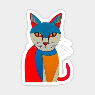 Colorful SmilingPop Art Cat Magnet