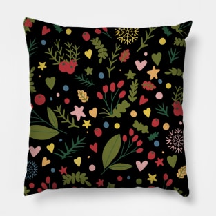 Floral Christmas Pattern Pillow