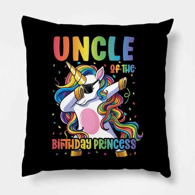 Uncle of the Birthday Princess Dabbing Unicorn Girl Pillow by Pennelli Studio