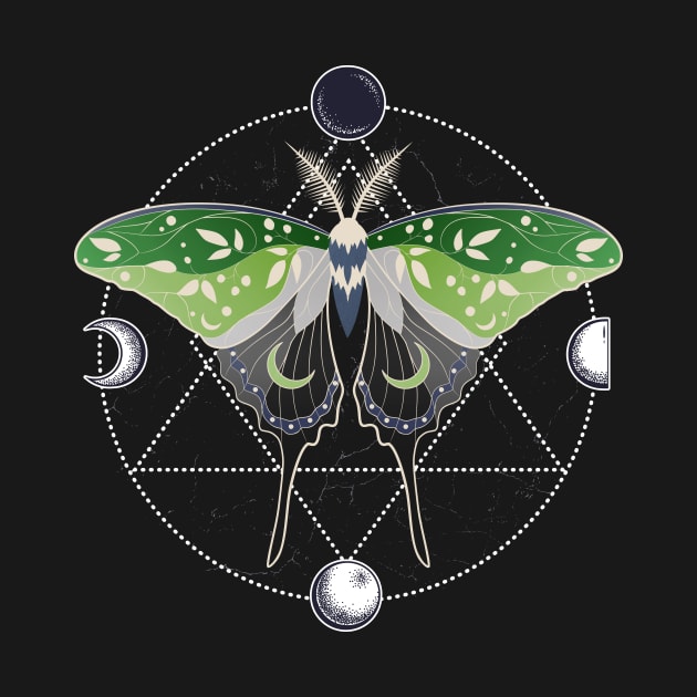 Aromantic Luna Moth Celestial Cottagecore LGBT Pride Flag by Psitta