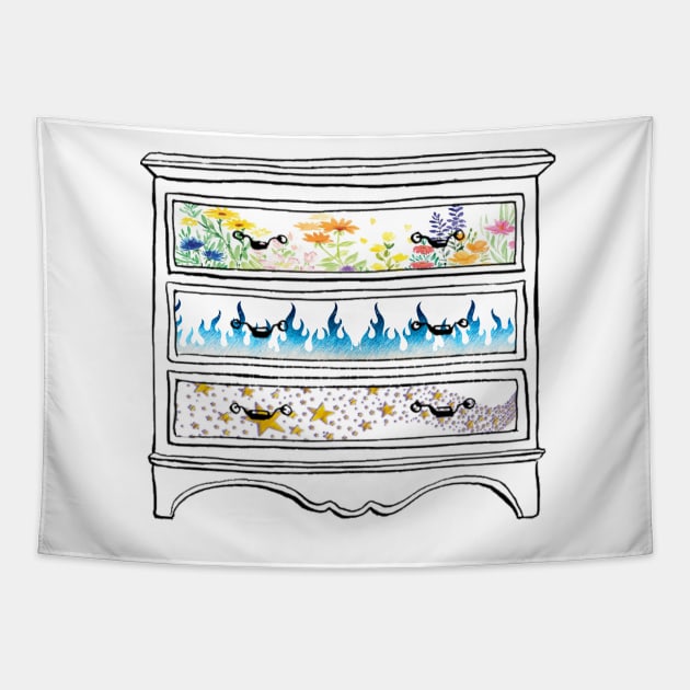 ACOTAR Archeron Sisters Minimalist Drawers Tapestry by baranskini