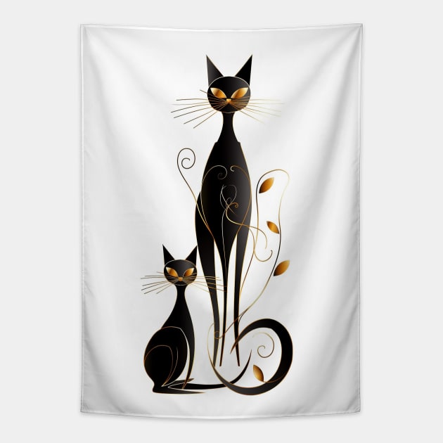 Golden Whiskers Tapestry by TooplesArt