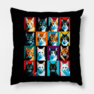 Pop Art Cat Portraits Pillow