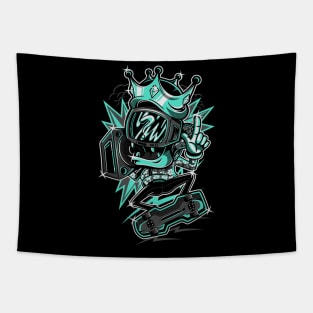 King TV Skater Grey Blue Tapestry