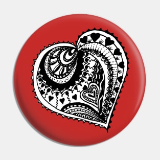 Valentine Heart Aussie Tangle Black & White Pin