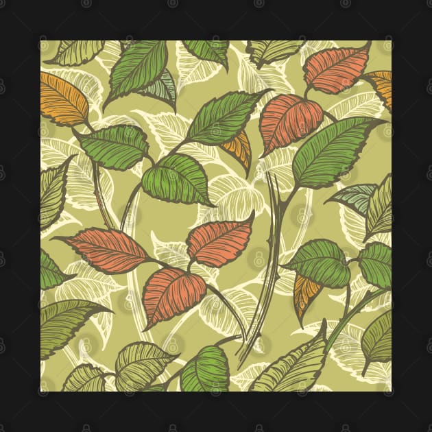 Retro Leaves Seamless Pattern by devaleta