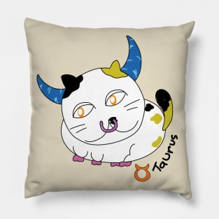 Taurus zodiac funny cat Pillow