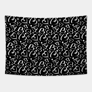 Black and white hearts seamless pattern design Tapestry