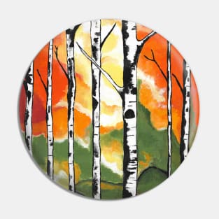 ORANGE Spice Birch Tree Acrylic Painting Pin