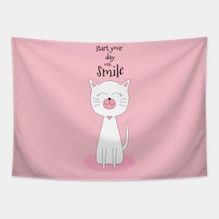 Cute cat smiling with Tapestry