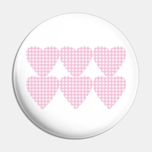 Pink Gingham Hearts Pin