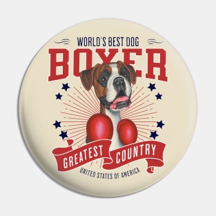 Boxing Boxer Dog USA Pin