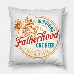 Retro Surviving Fatherhood One Beer At A Time, Father's Day, Funny Dad Pillow