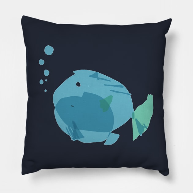 Baby and mom fish Pillow by covostudio