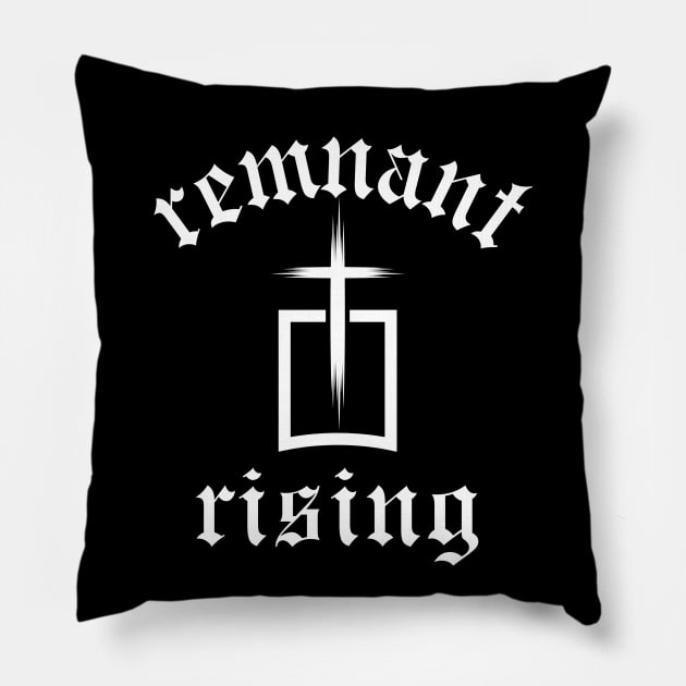 remnant rising (with cross) Pillow by Jedidiah Sousa