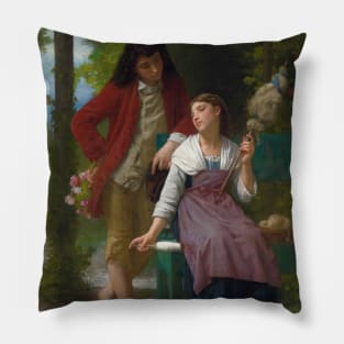 Before The Engagement by William-Adolphe Bouguereau Pillow