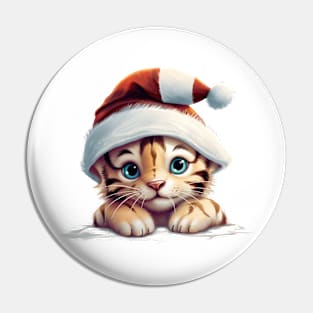 Christmas Peeking Baby Tiger Pin