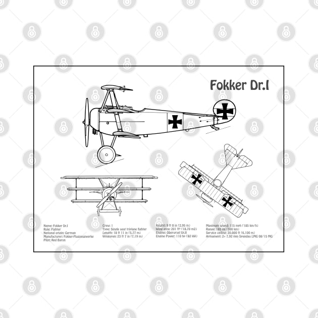 Fokker Dr.I Red Baron aka Manfred von Richthofen Dr.1 airplane - BD by SPJE Illustration Photography