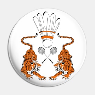 Tiger Badminton Sports Team Jersey - Shuttlecock Racket Pin