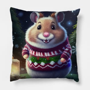 Cute Christmas Hamster Pillow