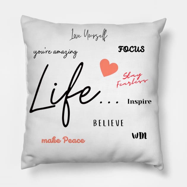 Motivational Digital Art: Inspire, Love, Focus Pillow by Karen Ankh Custom T-Shirts & Accessories