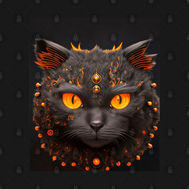 Spooky Eyed Robotic Black Cat Head by TWOintoA