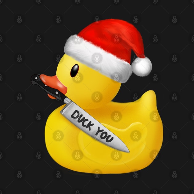 Yellow xmas rubber duck with knife Duck you by Meakm