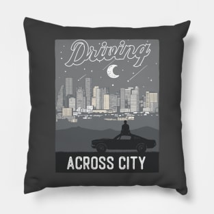 Driving across city Pillow