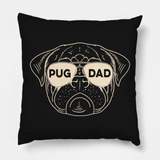 Pug Dad Dog Lover Puppy Face Sunglasses Love My Dog Pillow