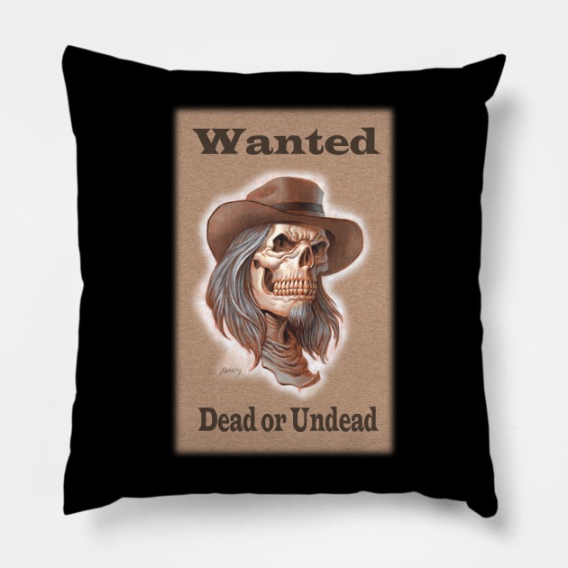 Wanted- outlaw Zombie Pillow by Paul_Abrams