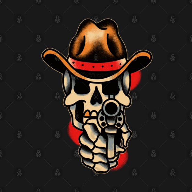 Cowboy skull with gun by LEEX337