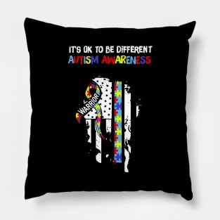 It_s Okay to be Different Autism American Flag - Autism Flag Pillow