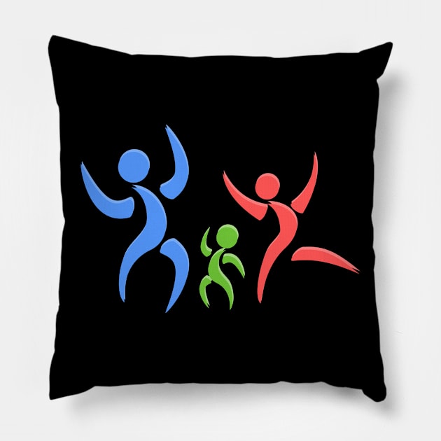 Family day, man and woman have lifted hands upwards Pillow by Semenov