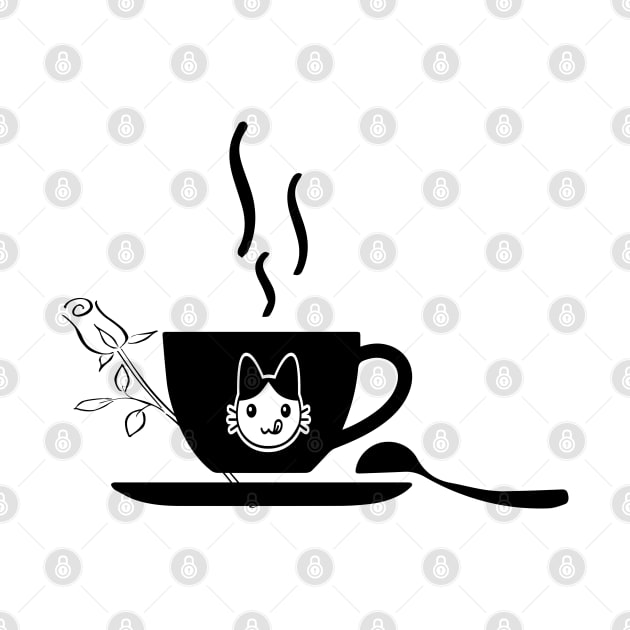 kitty cat, Funny lovely coffee cup, coffee lovers gift, coffee gift, coffee cozy, birthday, cafeteria’s stickers, fashion Design, restaurants and laptop stickers, lovely coffee cup with Kitty cat inside by PowerD